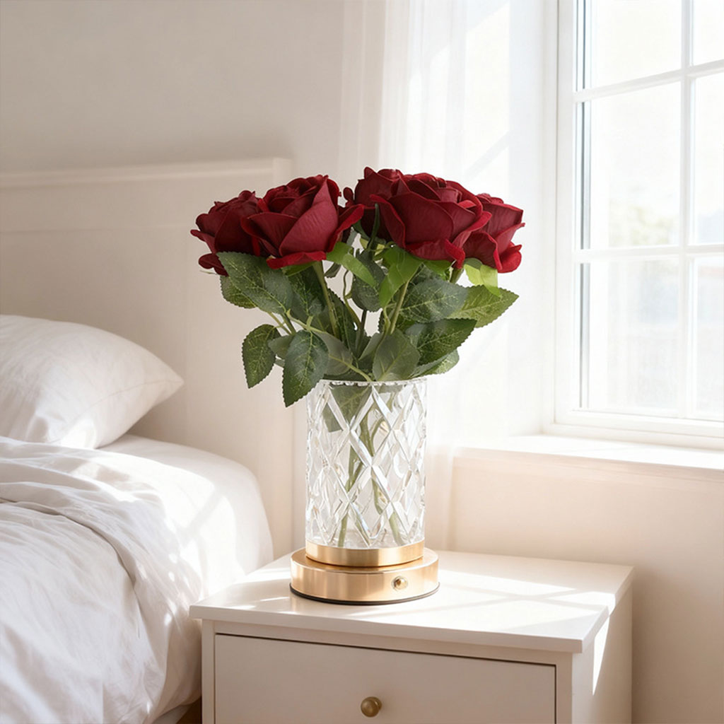 Vase Lumineux LED Tactile en Cristal Couleurs RGB Rechargeable - فازة كريستال مضيئة