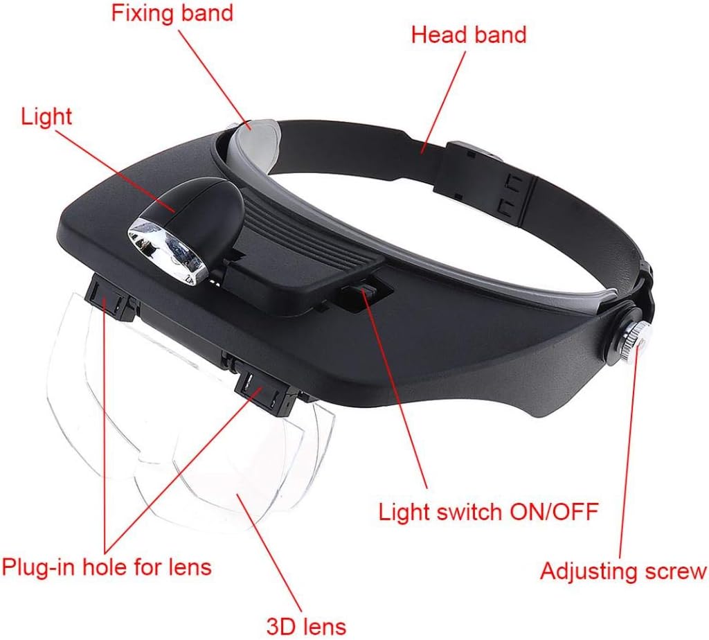 Loupe frontale avec 4 lentilles détachables pour la lecture et la réparation électronique – نظارات تكبير مع 4 عدسات قابلة للفصل