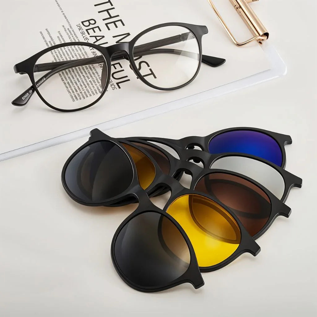 Lunette 6 En 1 2231A Optique / Soleil / Nuit - نظارات شمسية مغناطيسية - تنزوت