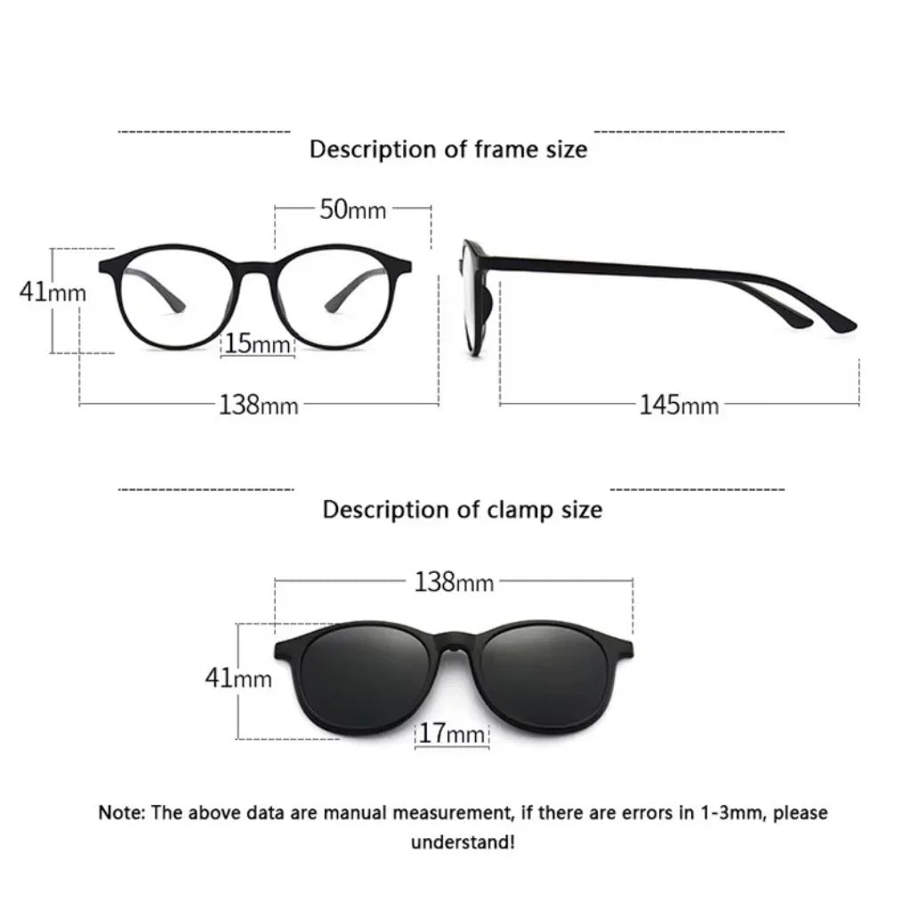 Lunette 6 En 1 2231A Optique / Soleil / Nuit - نظارات شمسية مغناطيسية