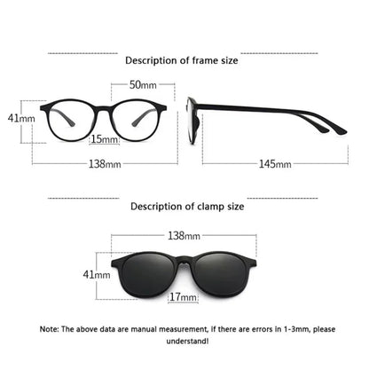Lunette 6 En 1 2231A Optique / Soleil / Nuit - نظارات شمسية مغناطيسية