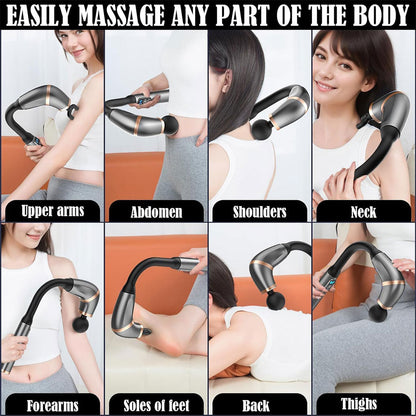 Pistolet de massage poignée allongée avec 4 têtes, 3 modes et 6 niveaux – جهاز تدليك الجسم