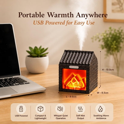 Mini Humidificateur d'Air Effet Flamme de Cheminée - مرطب ومطري جو مكتبي صغير بتأثير لهب النار