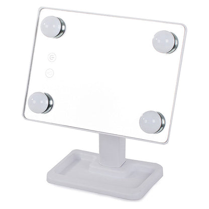 Miroir de Maquillage avec 4 ampoules LED Contrôle tactile intelligent et rotation à 360° – مرآة المكياج