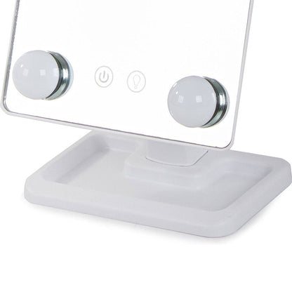 Miroir de Maquillage avec 4 ampoules LED Contrôle tactile intelligent et rotation à 360° – مرآة المكياج