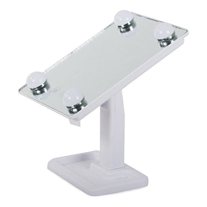 Miroir de Maquillage avec 4 ampoules LED Contrôle tactile intelligent et rotation à 360° – مرآة المكياج