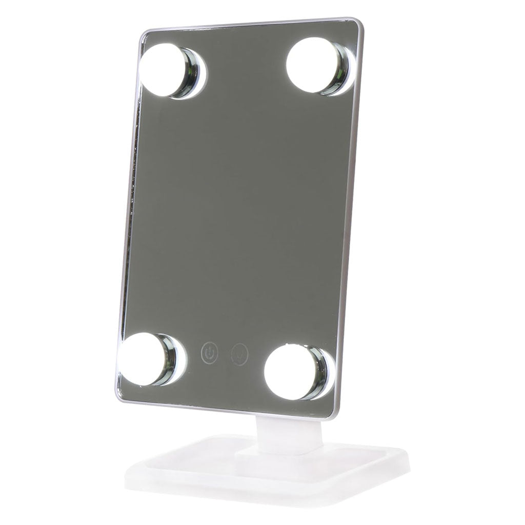 Miroir de Maquillage avec 4 ampoules LED Contrôle tactile intelligent et rotation à 360° – مرآة المكياج
