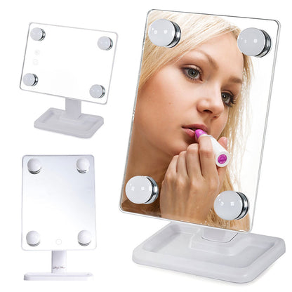 Miroir de Maquillage avec 4 ampoules LED Contrôle tactile intelligent et rotation à 360° – مرآة المكياج تنزوت