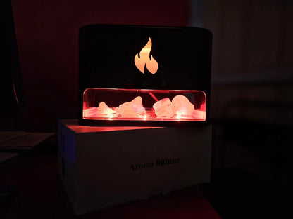 Diffuseur d'huiles essentielles flamme avec des roches de sel de cristal 250ML - موزع روائح الزيوت العطرية باللهب مع صخور الملح الكريستالي 250 مل