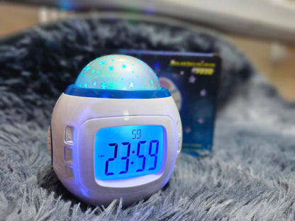 Réveil Digital à LED avec Projection étoilée avec calendrier, thermomètre, fonction de répétition