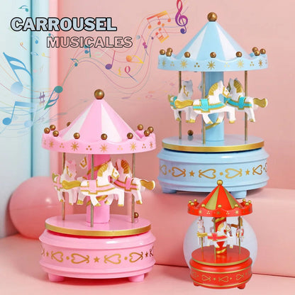 Carrousel Music Box Rotatif à 4 Chevaux Classique Melody تنزوت