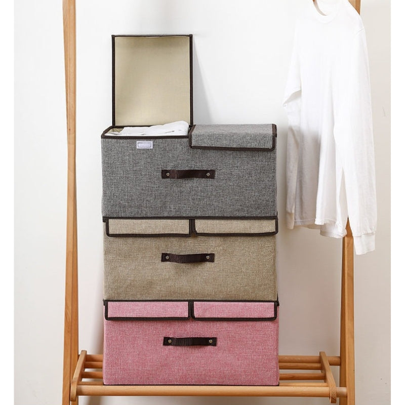 Coffres de rangement pliables en tissu Double ouverture , avec poignées en corde de coton