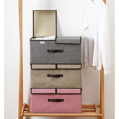 Coffres de rangement pliables en tissu Double ouverture , avec poignées en corde de coton
