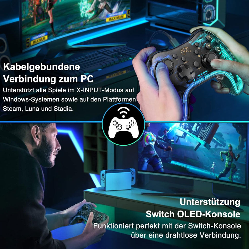 Manette de Jeu Filaire avec Éclairage Néon RGB PG-002W
