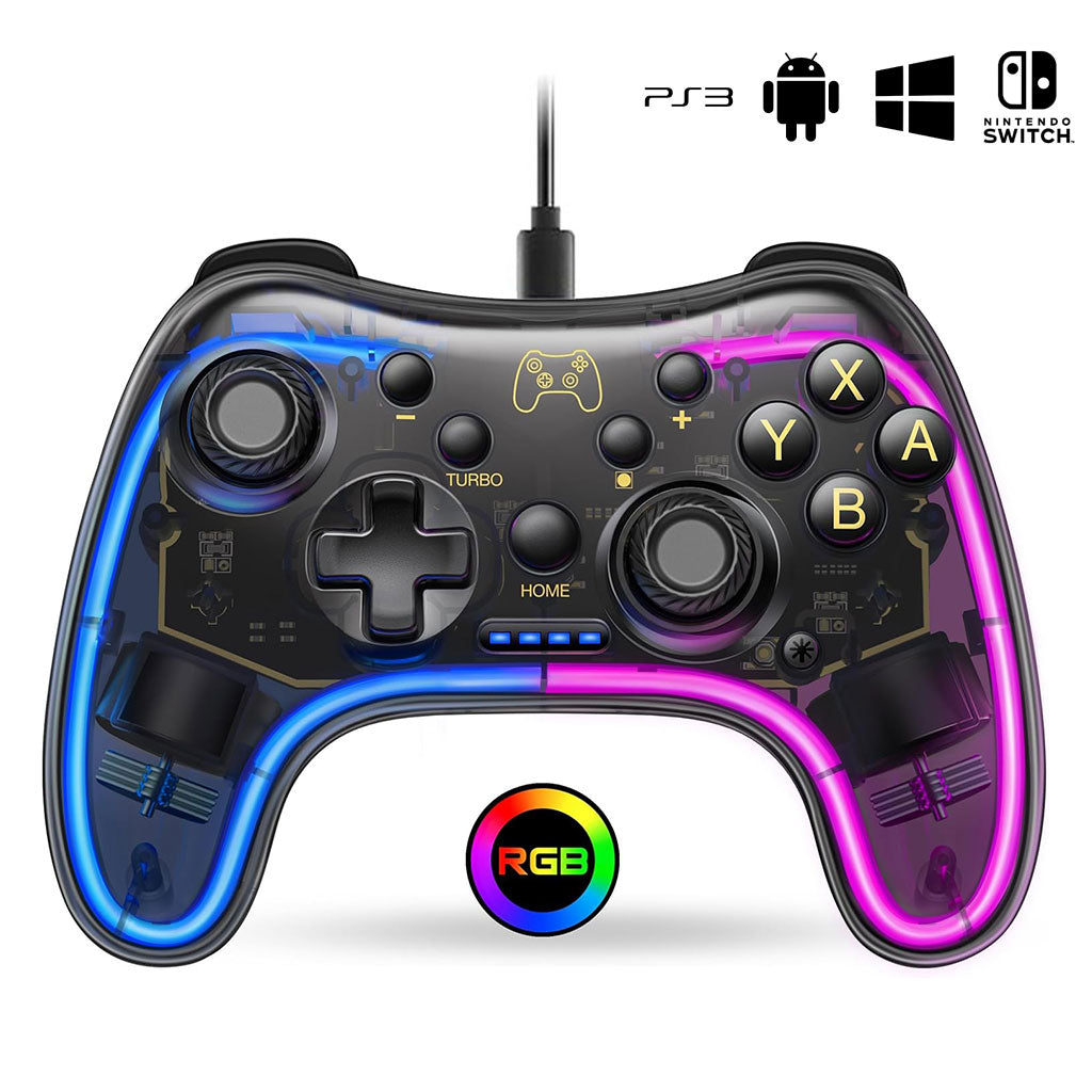Manette de Jeu Filaire avec Éclairage Néon RGB PG-002W - تنزوت