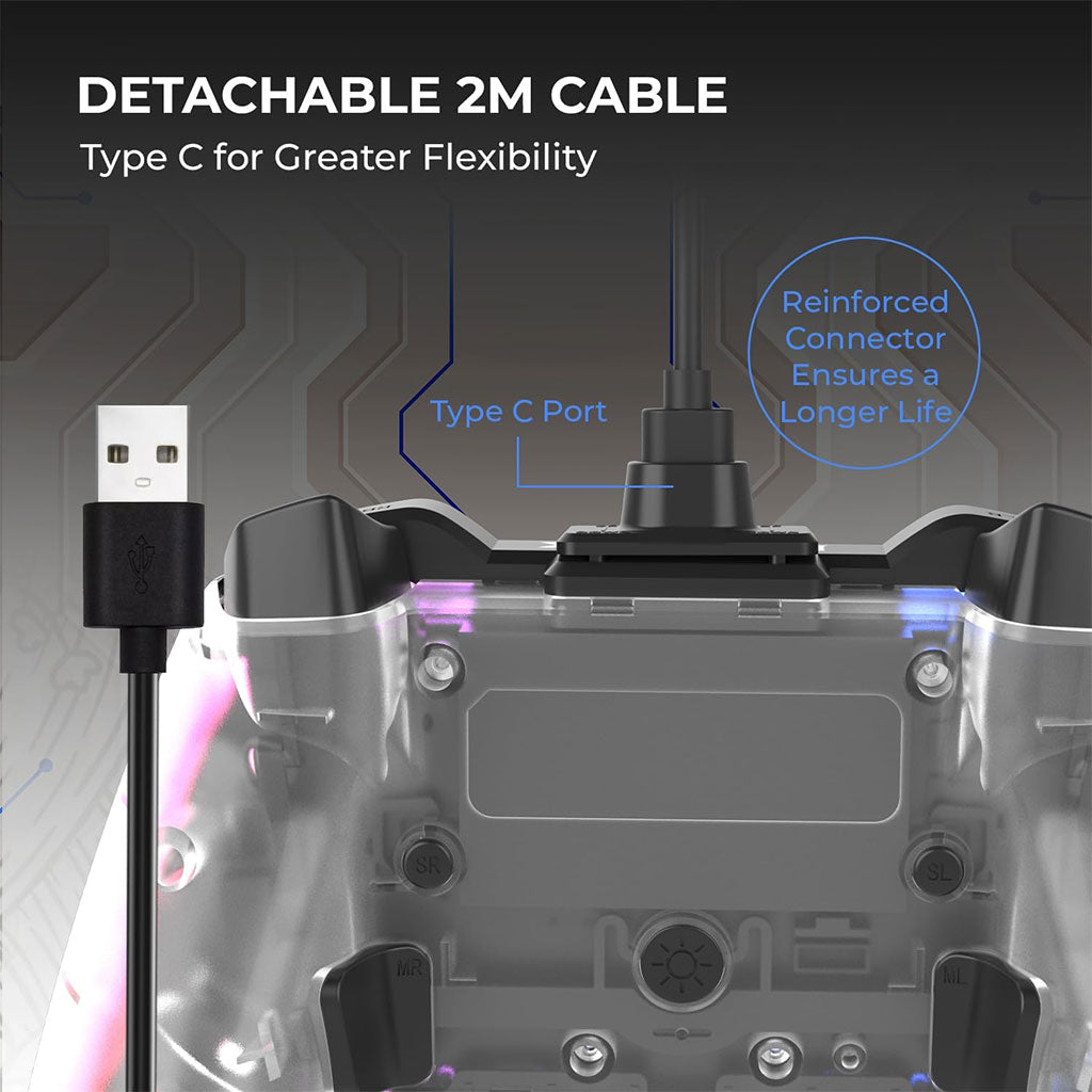Manette de Jeu Filaire avec Éclairage Néon RGB PG-003 - يد تحكم بأضواء ملونة