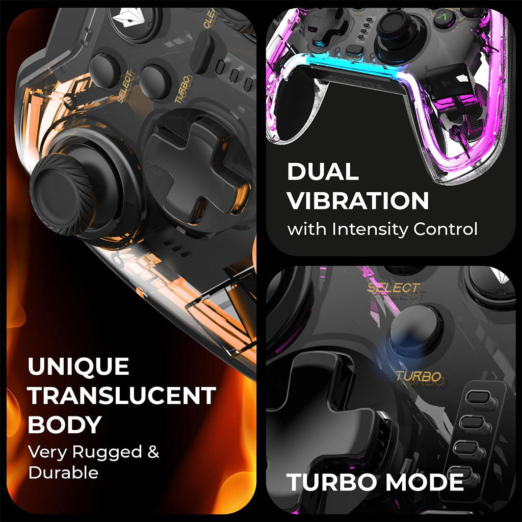 Manette de Jeu Filaire avec Éclairage Néon RGB PG-003 - يد تحكم بأضواء ملونة