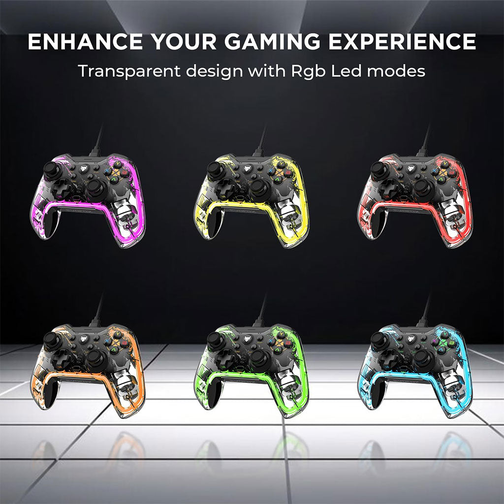 Manette de Jeu Filaire avec Éclairage Néon RGB PG-003 - يد تحكم بأضواء ملونة