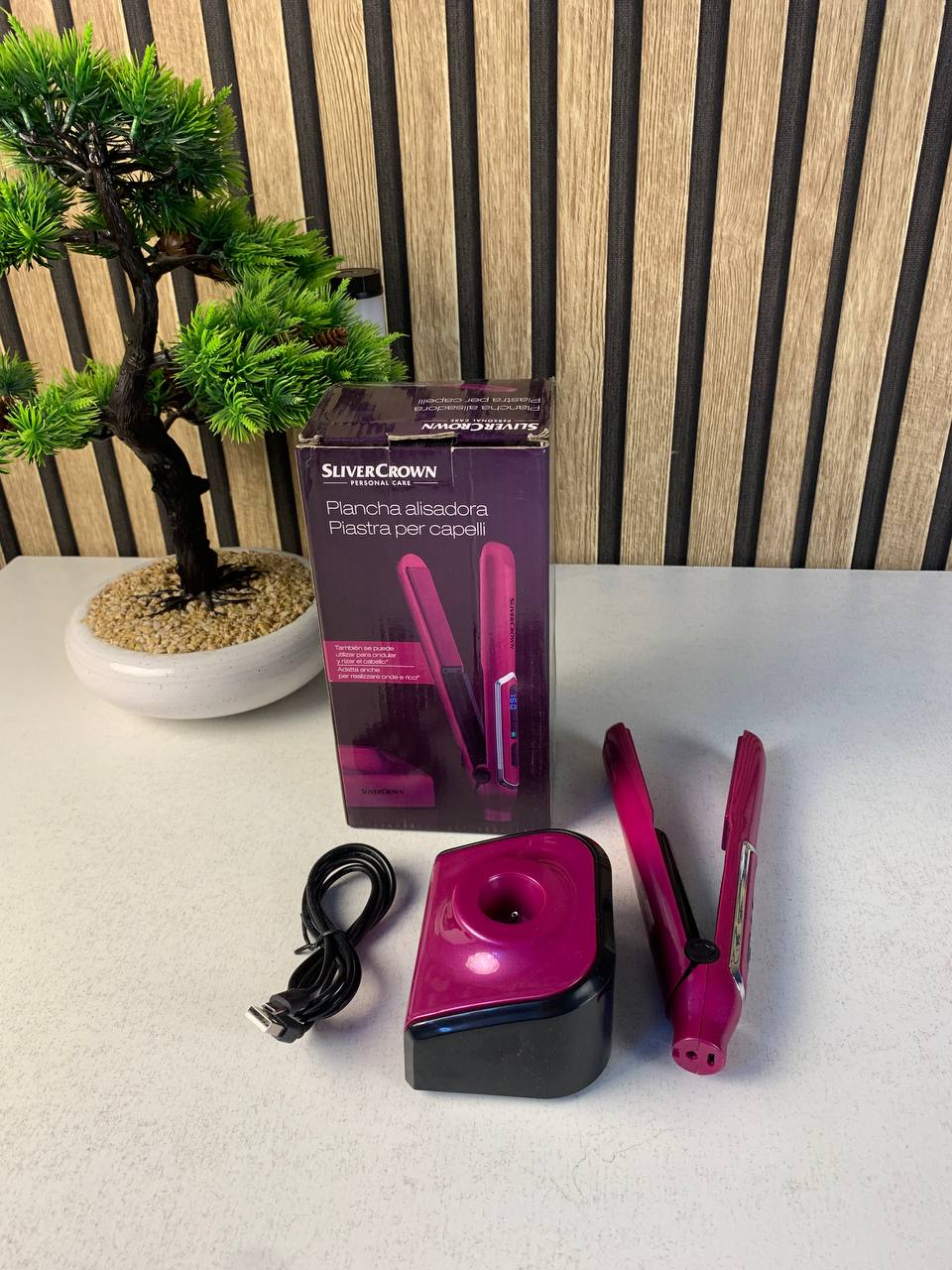 Mini Lisseur à cheveux rechargeable USB avec Base de Chargement - مكواة شعر لاسلكية 2 في 1