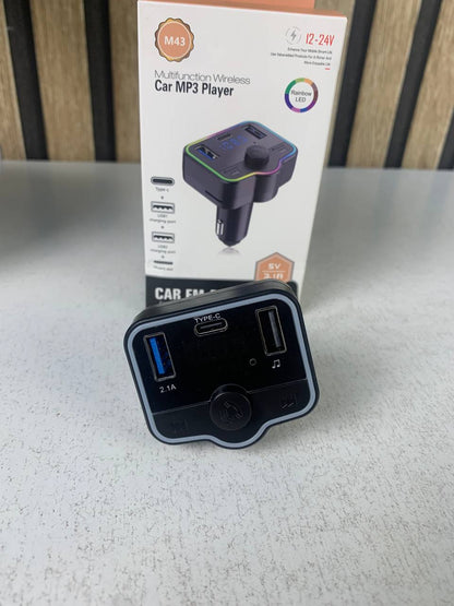 Transmetteur FM Bluetooth et Chargeur de Voiture 12-24V - شاحن متعدد المنافذ للسيارات والشاحنات