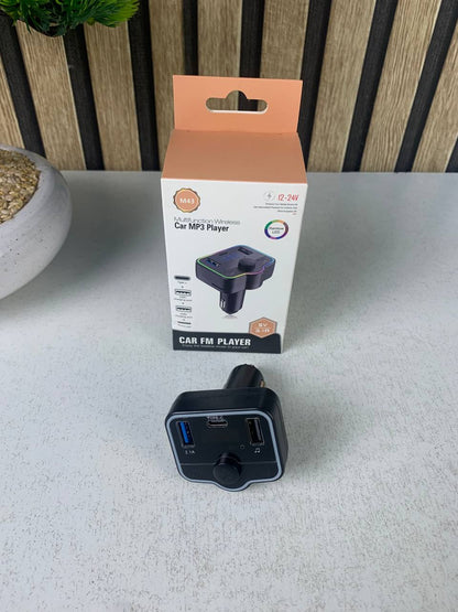 Transmetteur FM Bluetooth et Chargeur de Voiture 12-24V - شاحن متعدد المنافذ للسيارات والشاحنات
