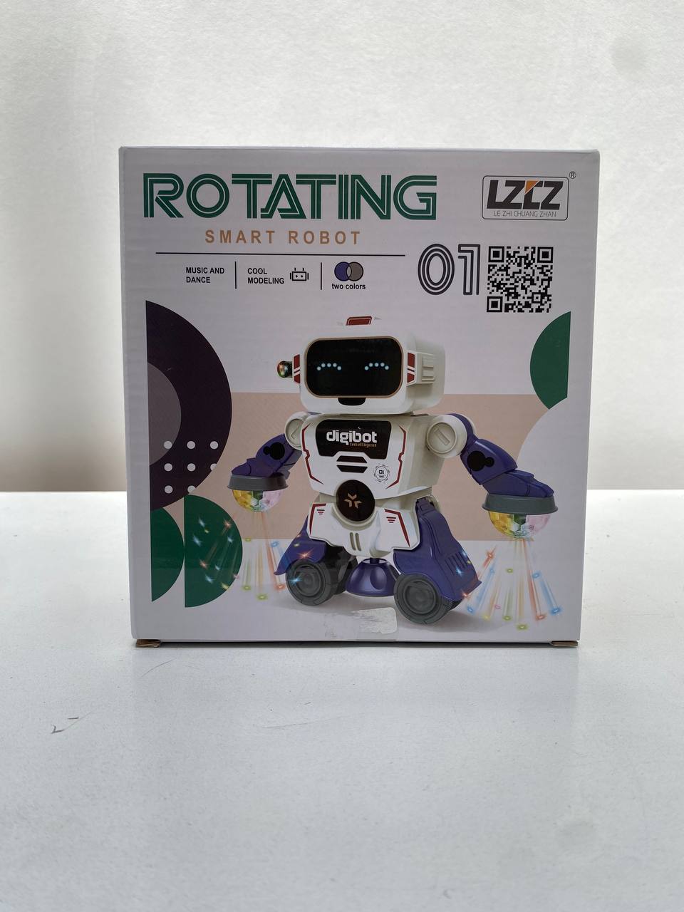 Robot jouets pour enfants de danse musical rotatif à 360 degrés avec lumières colorées