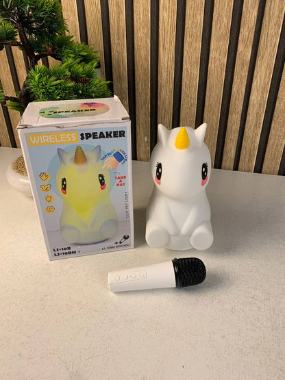 Haut-parleur sans fil de dessin animé licorne avec microphone karaoké LS-10BM - مكبر صوت مع ميكروفون لاسلكي مدمج