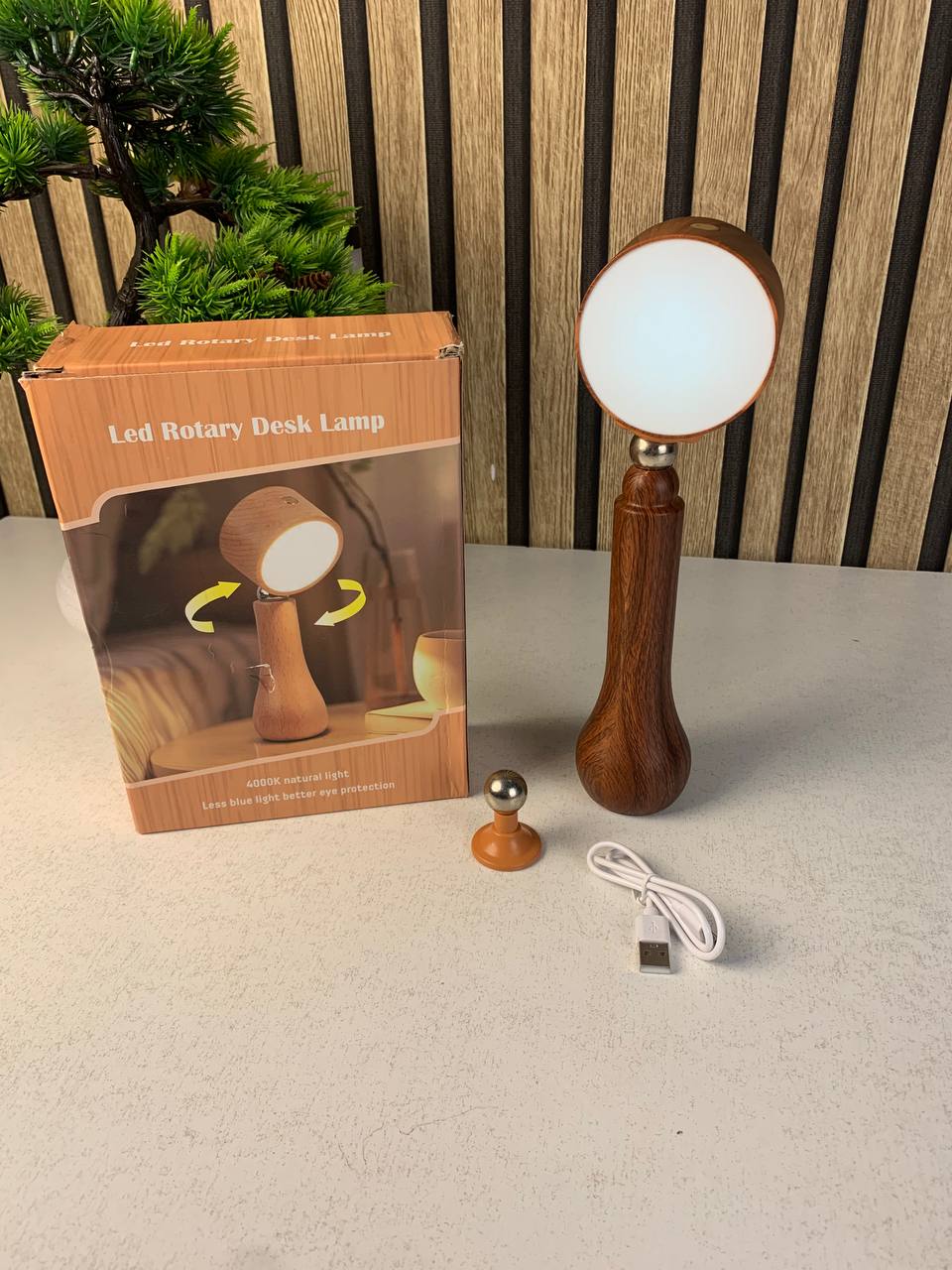 Lampe LED Motif en bois portable sans fil rechargeable à interrupteur tactile 4000K - مصباح مكتب يعمل باللمس