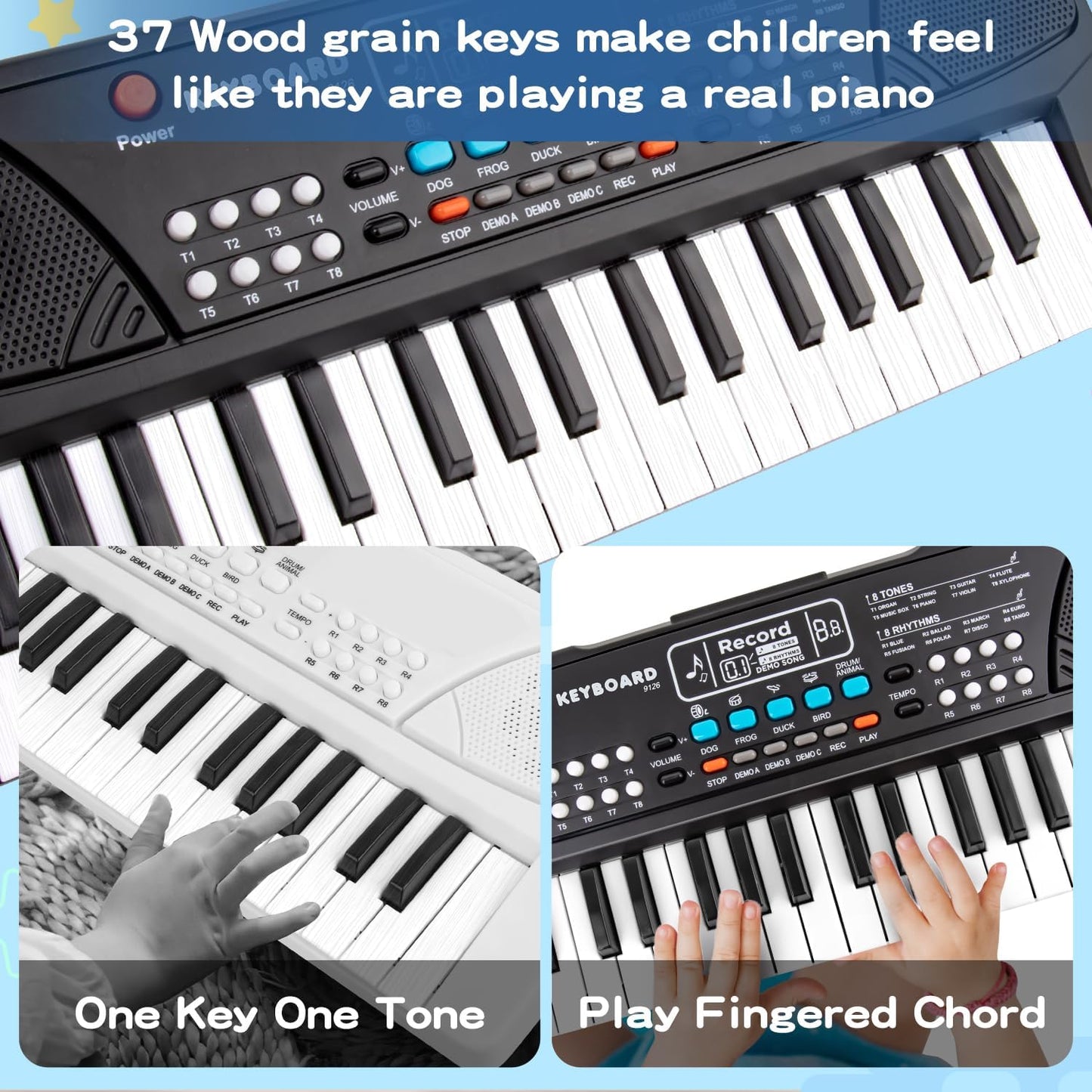 Piano éducatif à clavier électronique pour enfants, avec microphone et 37 touches - بيانو تعليمي بـ 37 مفتاحاً للأطفال