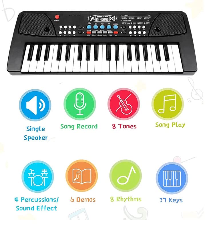 Piano éducatif à clavier électronique pour enfants, avec microphone et 37 touches - بيانو تعليمي بـ 37 مفتاحاً للأطفال