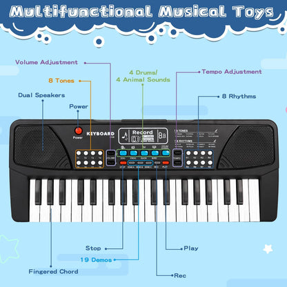 Piano éducatif à clavier électronique pour enfants, avec microphone et 37 touches - بيانو تعليمي بـ 37 مفتاحاً للأطفال
