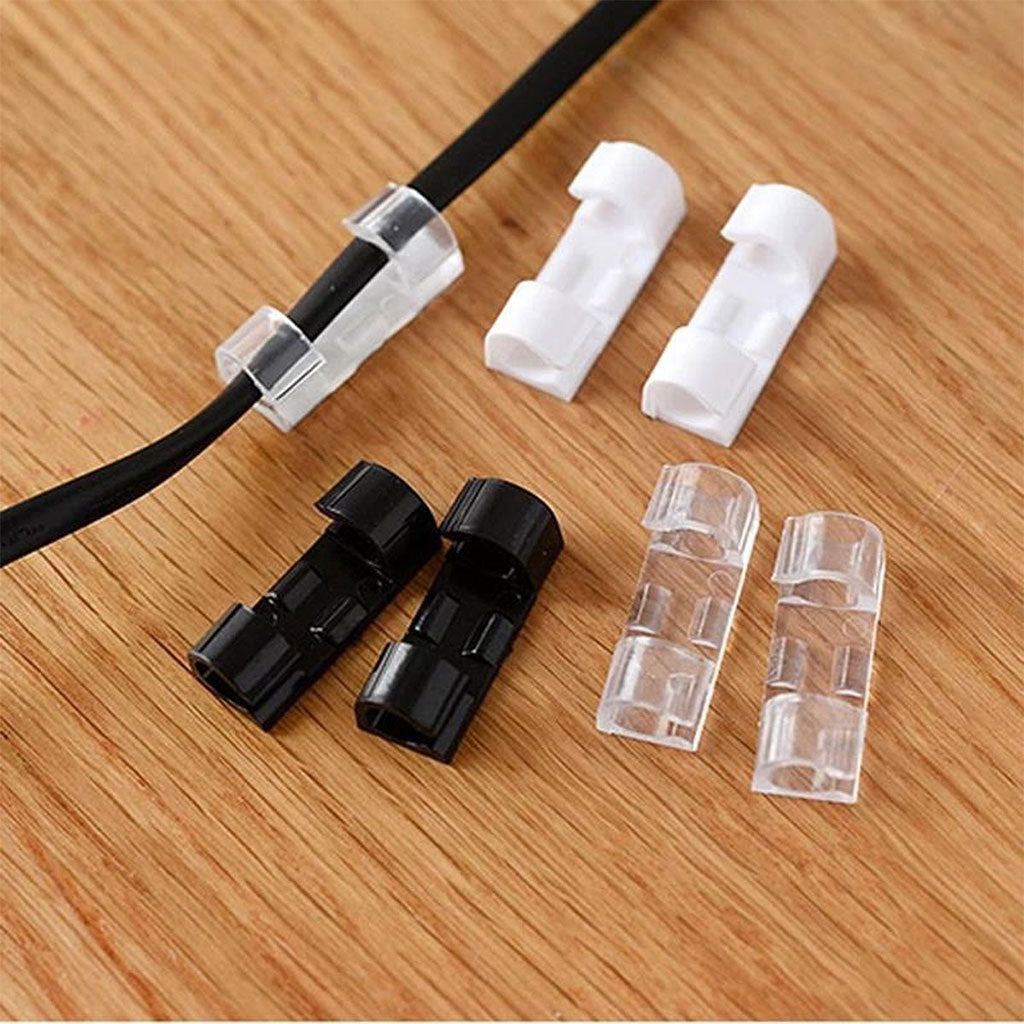 Pack 20pcs Pinces de câble auto-adhésives solides et transparents – طقم تنظيم الكابلات