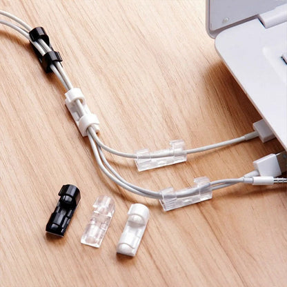 Pack 20pcs Pinces de câble auto-adhésives solides et transparents – طقم تنظيم الكابلات