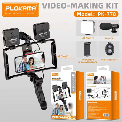 Kit de création de contenu 5 en 1 double éclairage avec microphone haute définition - طقم صناعة المحتوى 5 في 1