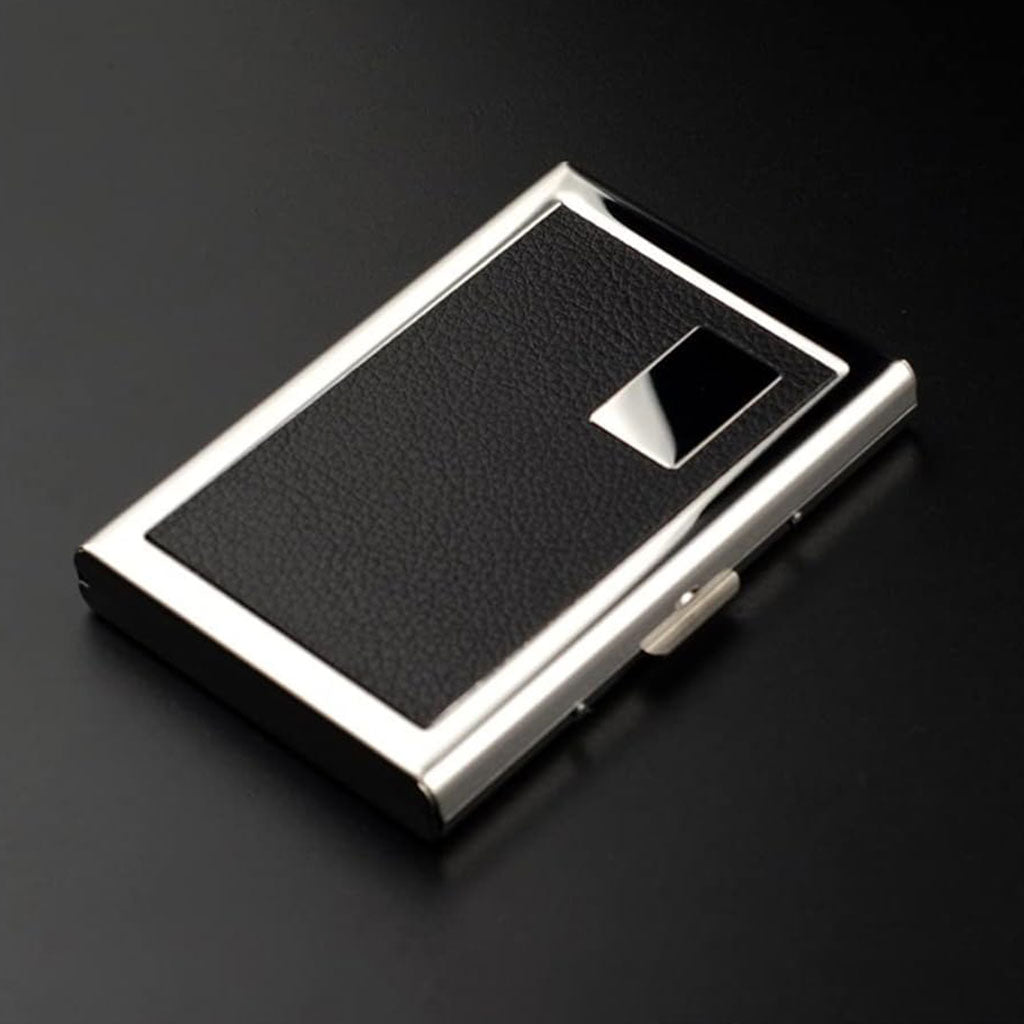 Étui portefeuille en acier noir avec protection RFID pour 6 cartes de crédit – محفظة بطاقات الإئتمان