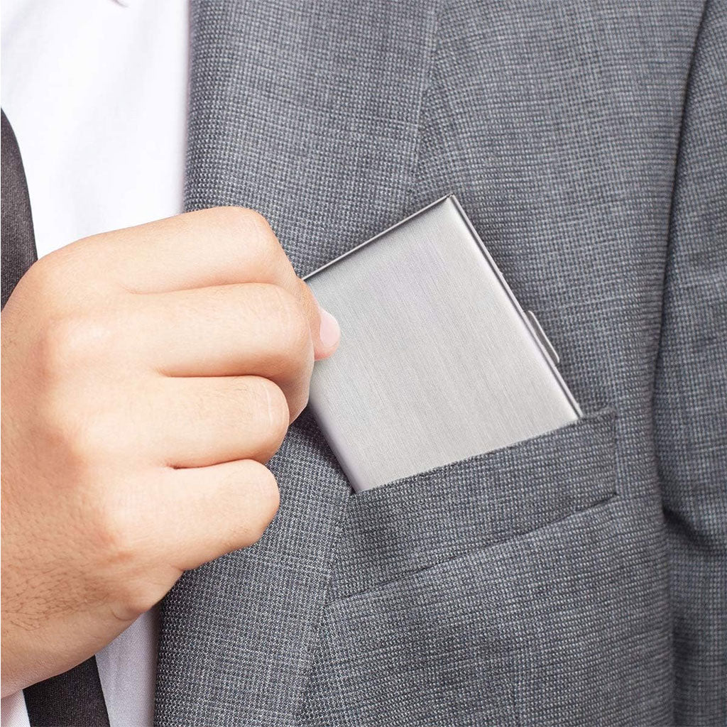 Étui portefeuille en acier noir avec protection RFID pour 6 cartes de crédit – محفظة بطاقات الإئتمان