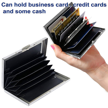 Étui portefeuille en acier noir avec protection RFID pour 6 cartes de crédit – محفظة بطاقات الإئتمان