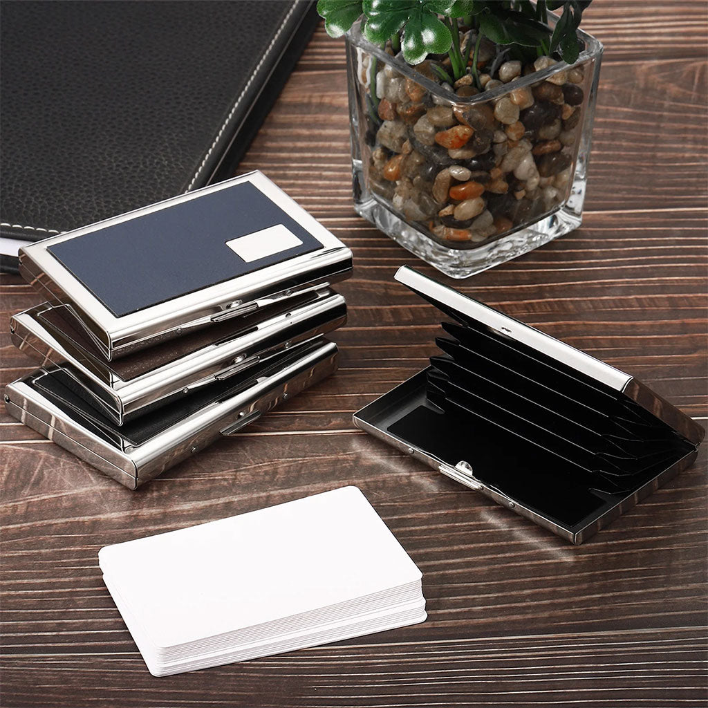 Étui portefeuille en acier noir avec protection RFID pour 6 cartes de crédit – محفظة بطاقات الإئتمان