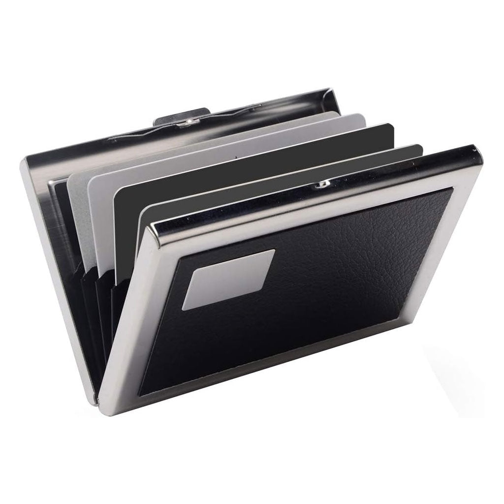 Étui portefeuille en acier noir avec protection RFID pour 6 cartes de crédit – محفظة بطاقات الإئتمان