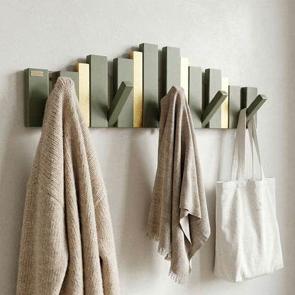 Porte-Manteau Mural Design Piano en Bois avec Touches Dorées - علاقة ملابس خشبية