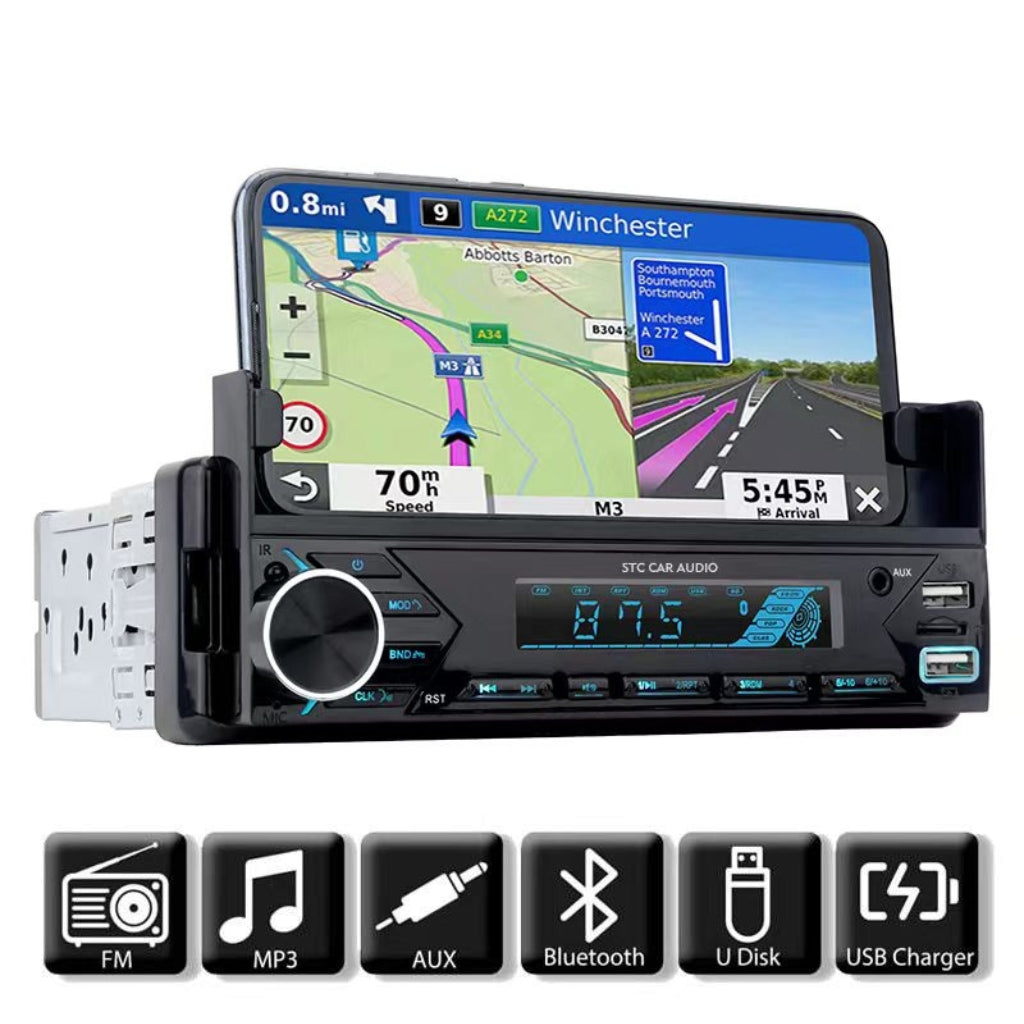 Poste radio BT In-dash 1 Din Fm Aux-in Récepteur SD USB avec support de téléphone - تنزوت
