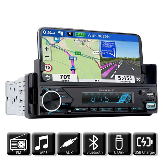 Poste radio BT In-dash 1 Din Fm Aux-in Récepteur SD USB avec support de téléphone - تنزوت