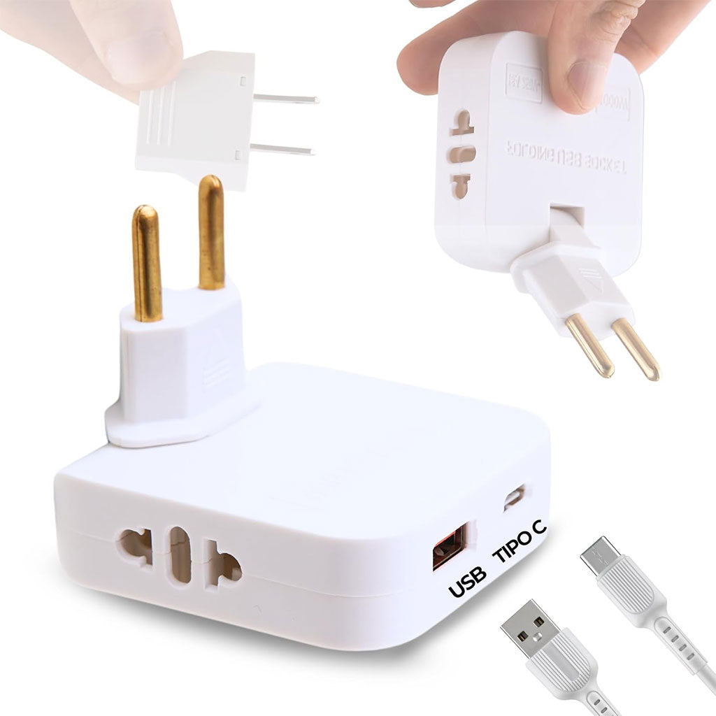Pack 2 Multiprise Murale Plate Derrière Meuble avec USB – مقبس طاقة