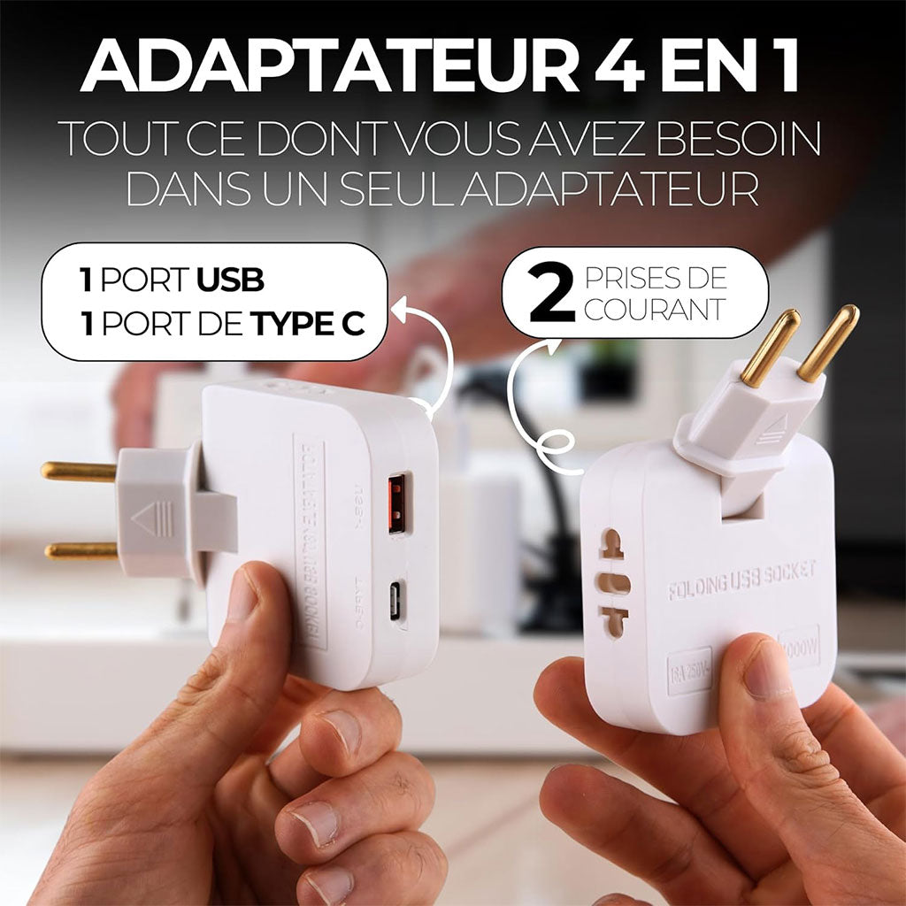 Pack 2 Multiprise Murale Plate Derrière Meuble avec USB – مقبس طاقة
