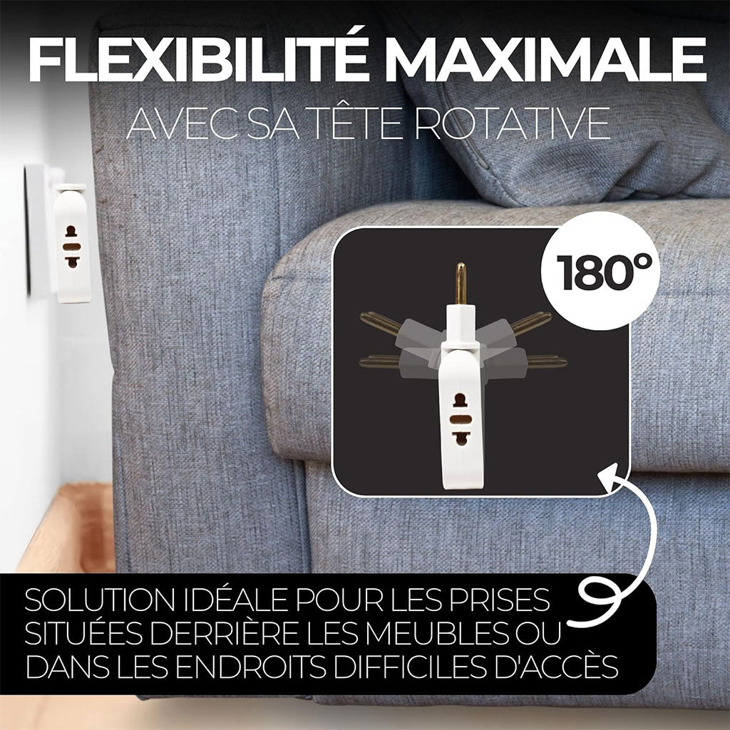 Pack 2 Multiprise Murale Plate Derrière Meuble avec USB – مقبس طاقة