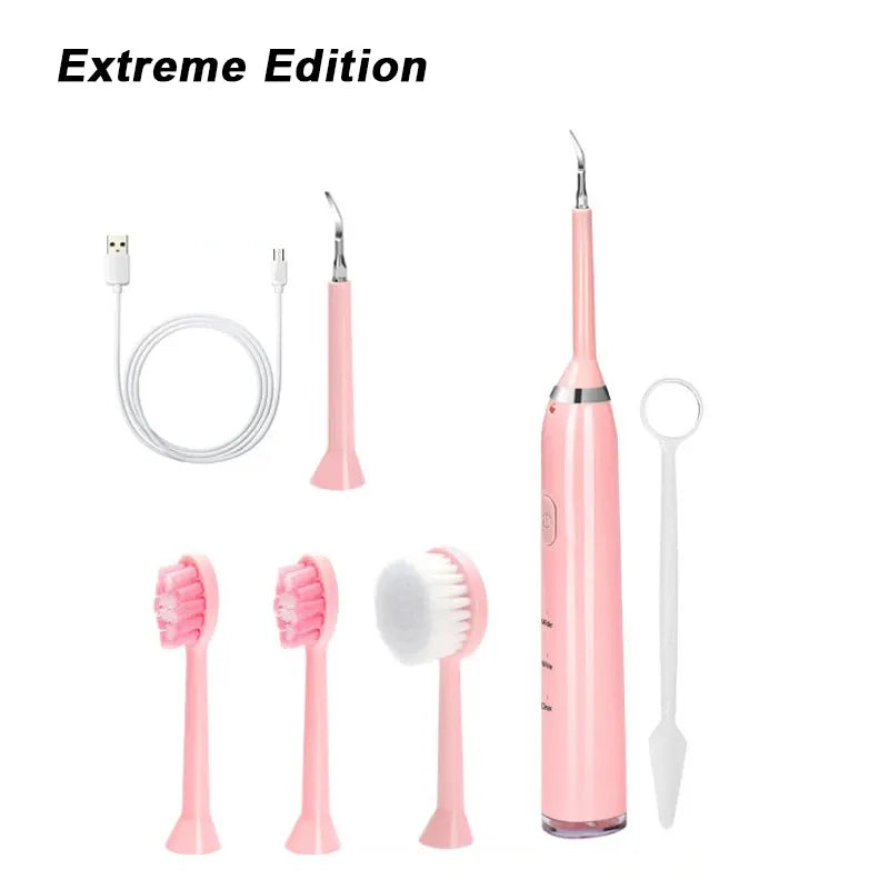 Brosse à dents à ultrasons 3en1 Nettoyeur de dents étanche IPX7 Kit de nettoyage dentaire en mode muet à trois vitesses avec charge USB