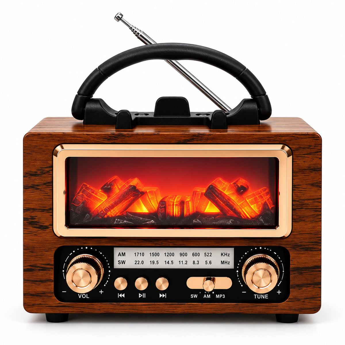 Radio Rétro Bluetooth NS-901BT avec Effet Braises Lumineuses - راديو كلاسيكي بلوتوث بإضاءة الجمر الزخرفية