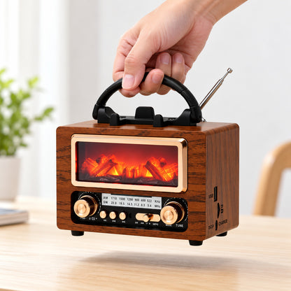 Radio Rétro Bluetooth NS-901BT avec Effet Braises Lumineuses - راديو كلاسيكي بلوتوث بإضاءة الجمر الزخرفية
