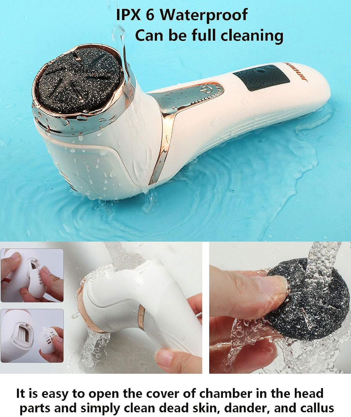 Râpe Anti-Callosités Électrique avec Aspirateur Intégré - أداة إزالة الجلد الميت وتنعيم القدمين مع شفاط مدمج