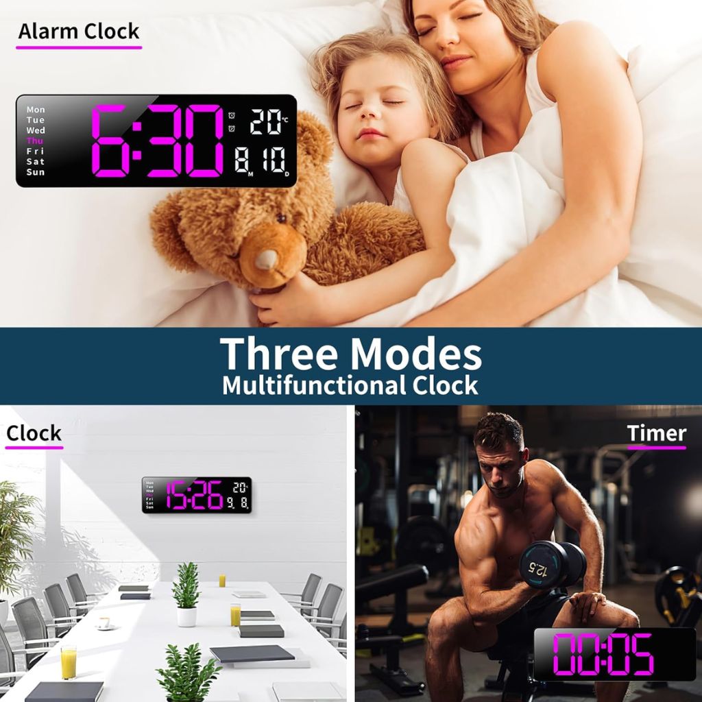 Horloge Numérique LED Murale et Table – ساعة رقمية